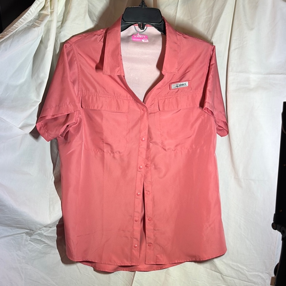 Habit Salmon Pink Short Sleeve Button-Up Shirt